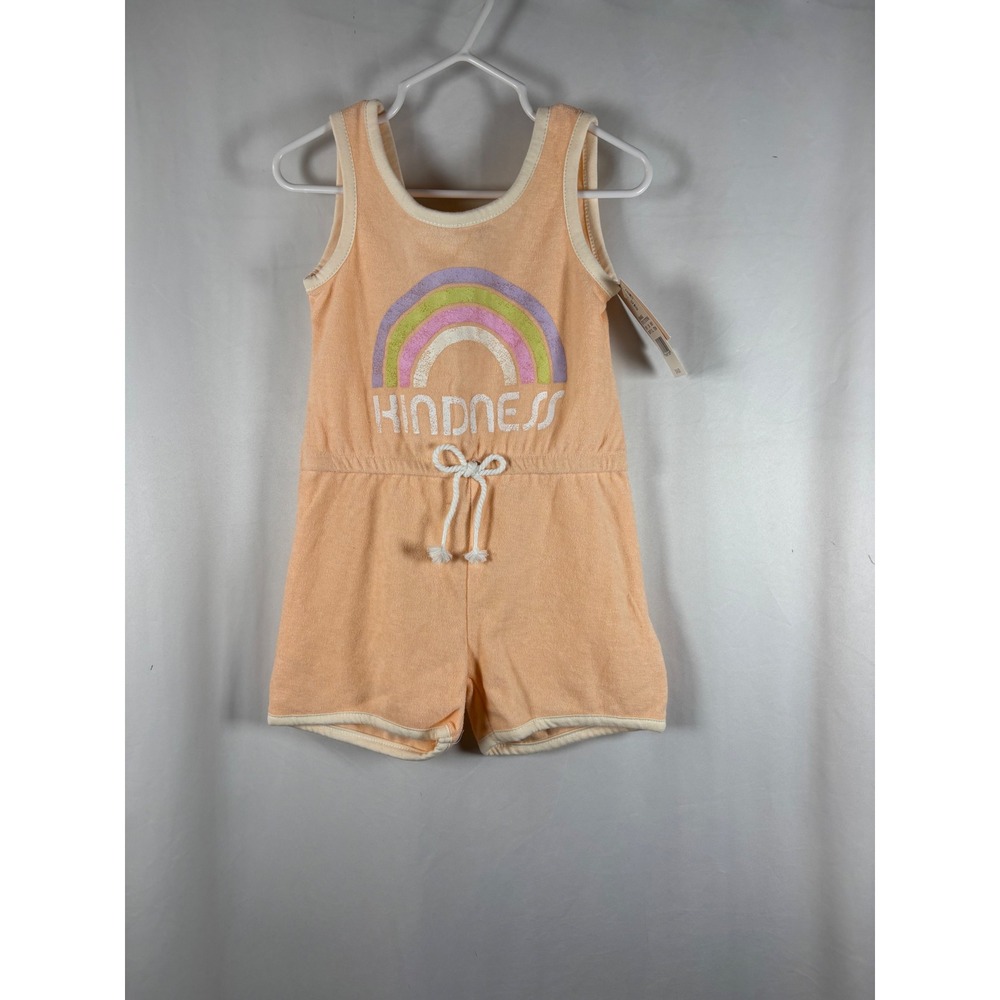 Grayson Mini Toddler Girls Peach Terry Cloth Rainbow Kindness Romper 3T NWT
